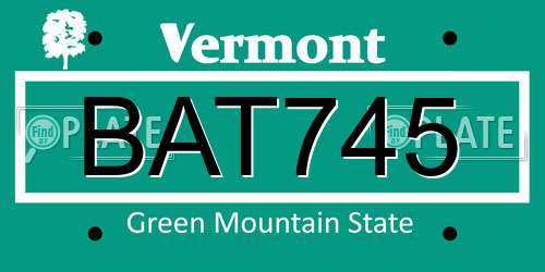 BAT745 Vermont License Plate