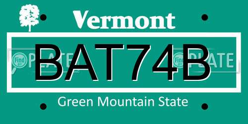 BAT74B Vermont License Plate