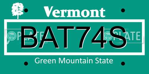 BAT74S Vermont License Plate