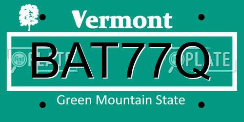 BAT77Q Vermont License Plate