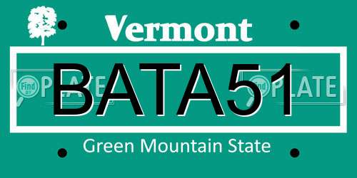 BATA51 Vermont License Plate