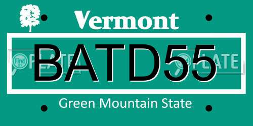 BATD55 Vermont License Plate