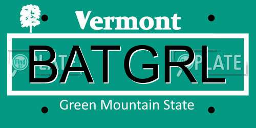 BATGRL Vermont License Plate