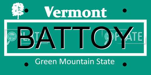 BATTOY Vermont License Plate
