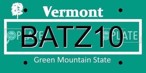 BATZ10 Vermont License Plate