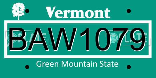 BAW1079 Vermont License Plate
