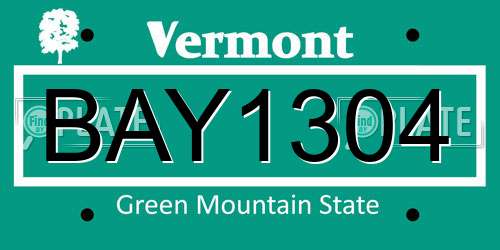 BAY1304 Vermont License Plate