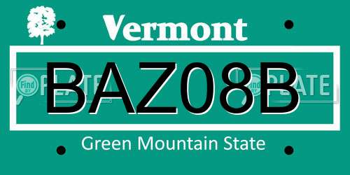 BAZ08B Vermont License Plate