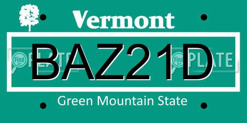 BAZ21D Vermont License Plate