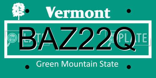 BAZ22Q Vermont License Plate