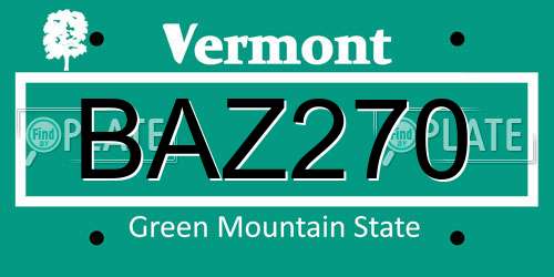 BAZ270 Vermont License Plate