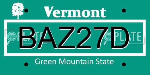 BAZ27D Vermont License Plate