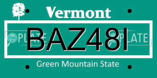 BAZ48I Vermont License Plate