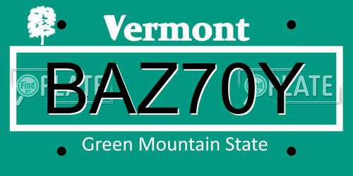 BAZ70Y Vermont License Plate
