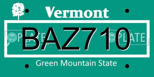 BAZ710 Vermont License Plate