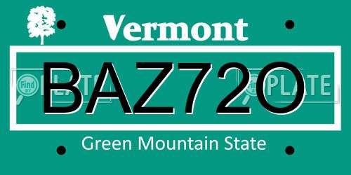 BAZ72O Vermont License Plate