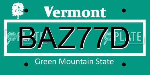 BAZ77D Vermont License Plate
