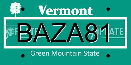 BAZA81 Vermont License Plate