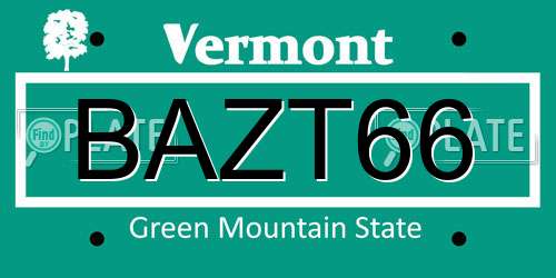 BAZT66 Vermont License Plate