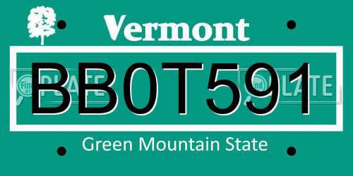 BB0T591 Vermont License Plate