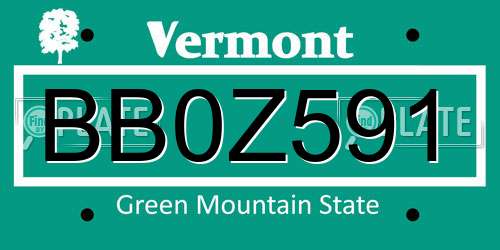 BB0Z591 Vermont License Plate