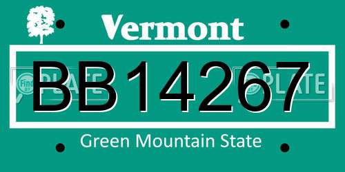 BB14267 Vermont License Plate