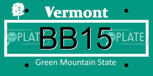 BB15 Vermont License Plate