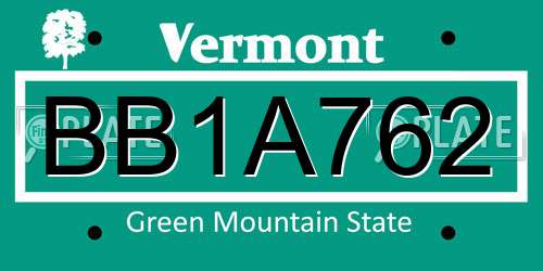 BB1A762 Vermont License Plate
