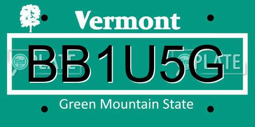 BB1U5G Vermont License Plate