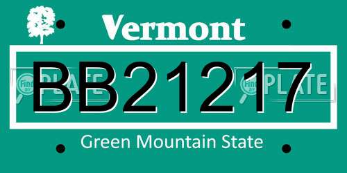 BB21217 Vermont License Plate