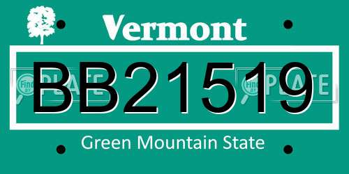 BB21519 Vermont License Plate