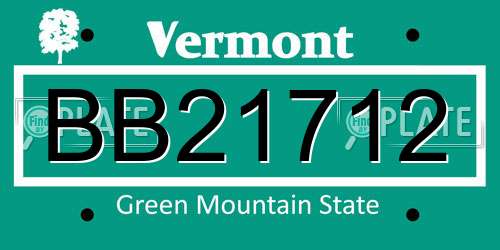 BB21712 Vermont License Plate