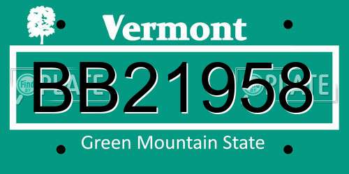 BB21958 Vermont License Plate