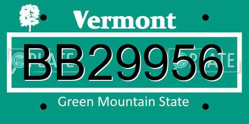 BB29956 Vermont License Plate