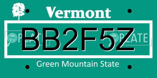 BB2F5Z Vermont License Plate