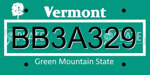 BB3A329 Vermont License Plate