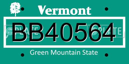 BB40564 Vermont License Plate