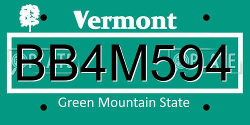 BB4M594 Vermont License Plate