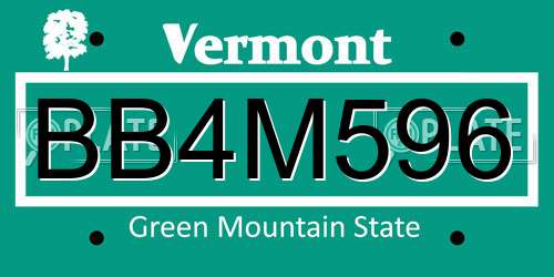 BB4M596 Vermont License Plate