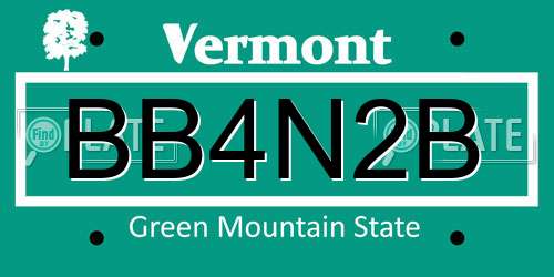 BB4N2B Vermont License Plate