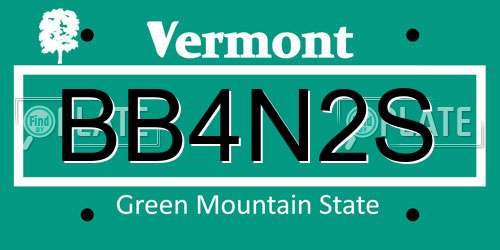 BB4N2S Vermont License Plate