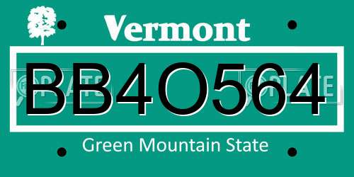 BB4O564 Vermont License Plate