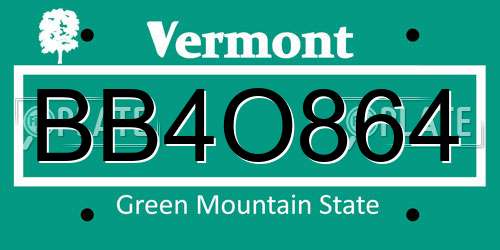 BB4O864 Vermont License Plate
