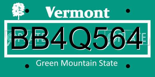 BB4Q564 Vermont License Plate