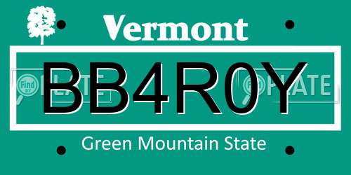BB4R0Y Vermont License Plate
