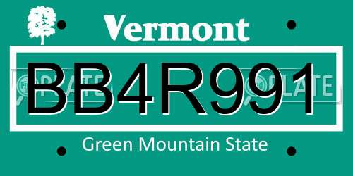 BB4R991 Vermont License Plate