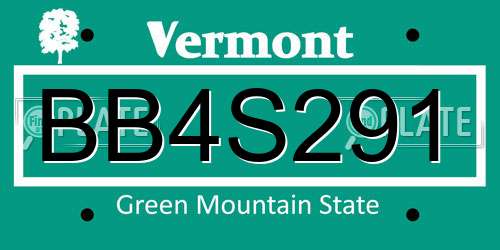 BB4S291 Vermont License Plate
