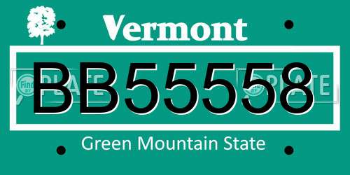 BB55558 Vermont License Plate