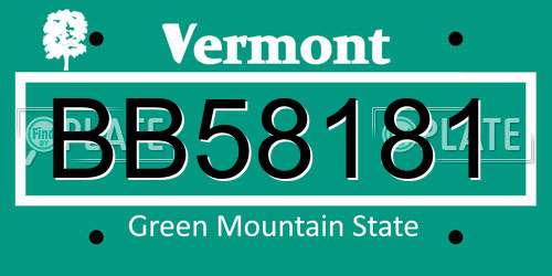 BB58181 Vermont License Plate