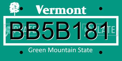 BB5B181 Vermont License Plate